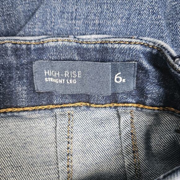 J. Jill Denim Jeans Pants Womens 6R Blue High Rise Straight Leg Raw Hem Casual - Picture 3 of 9